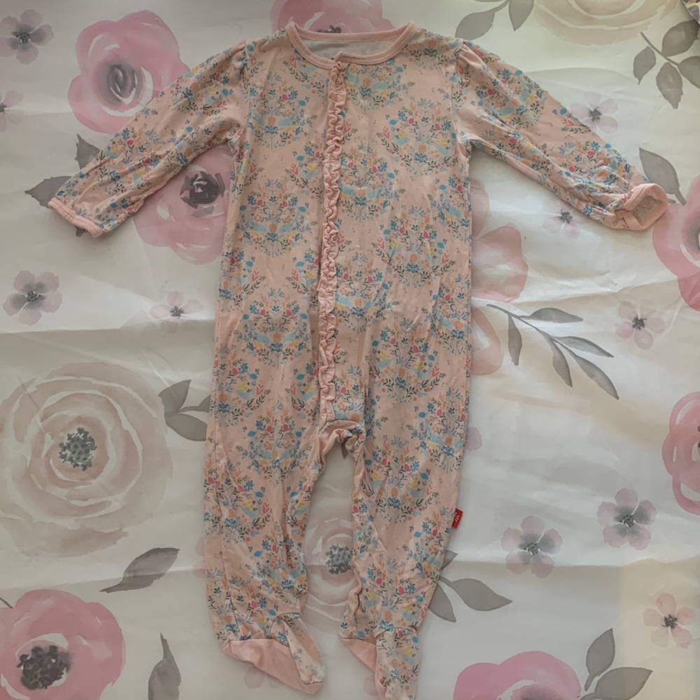 Magnetic Me narwhal and floral footies 3-6 months